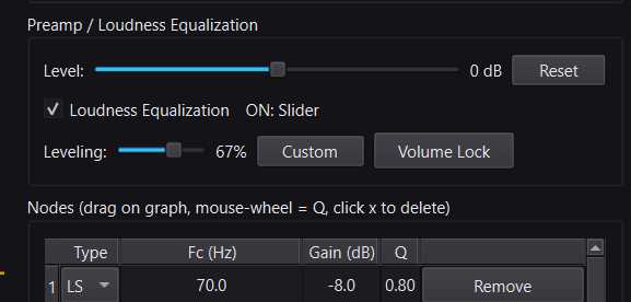 DoveSonicEQ Loudness Equalization set near 67 percent for Apex Legends footsteps