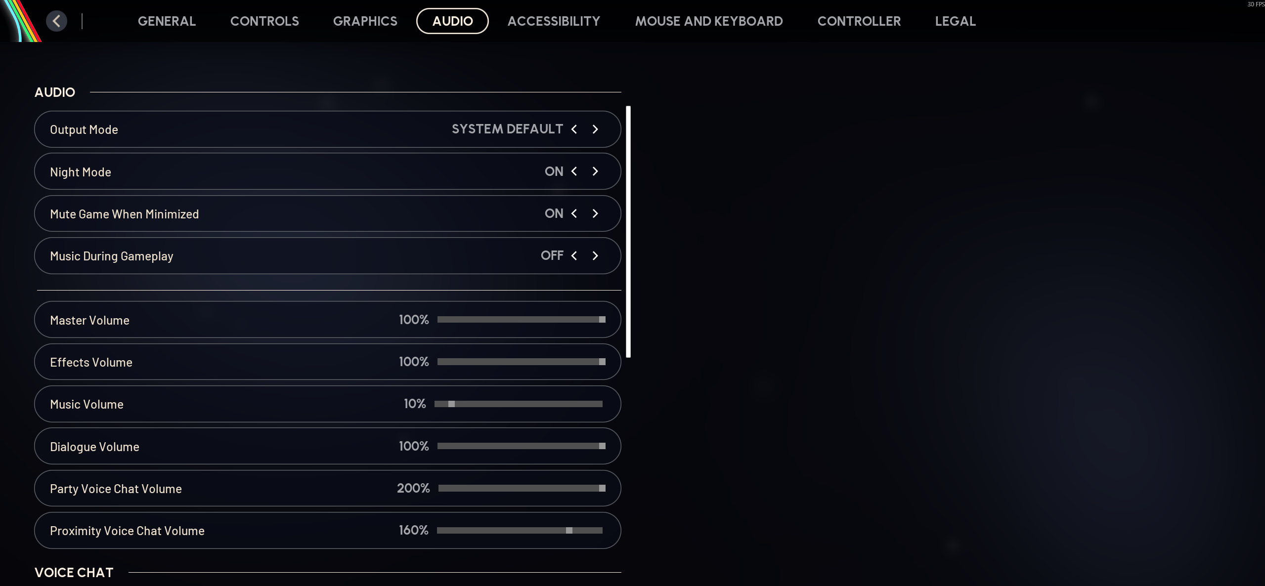 Arc Raiders audio settings menu showing Night Mode setting