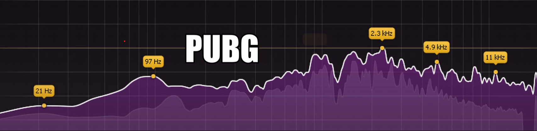 PUBG footstep frequency analysis in NodeEQ showing important movement frequency ranges